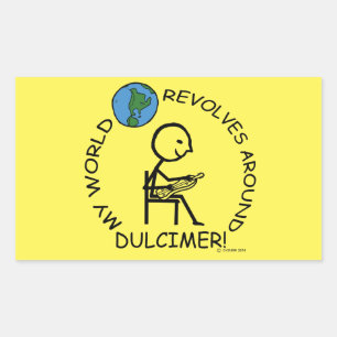 Sticker Rectangulaire Dulcimer - Le Monde tourne autour d'un bâton recta