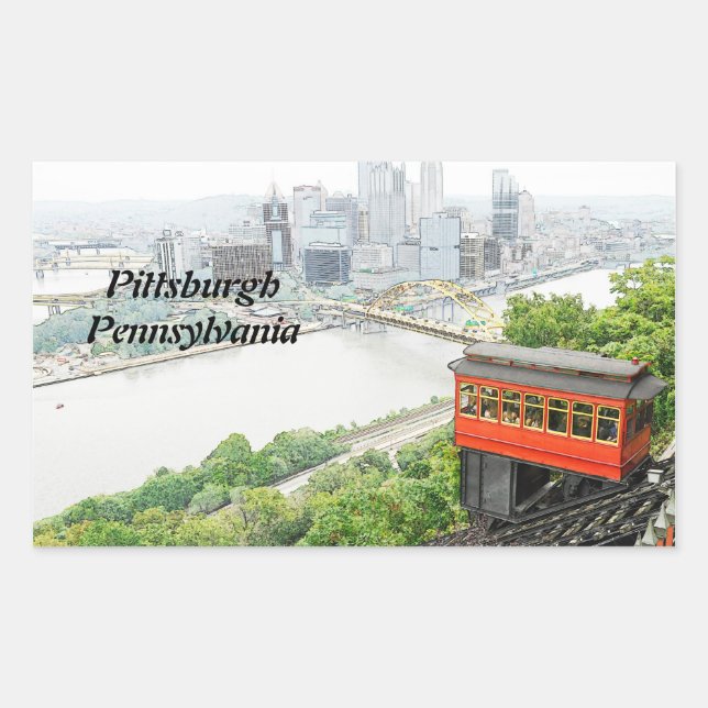 Sticker Rectangulaire Duquesne Incline à Pittsburgh en Pennsylvanie (Devant)