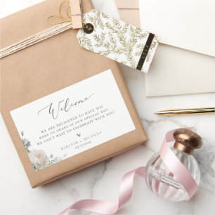 Sticker Rectangulaire Dusty Blue Garden Floral Bienvenue