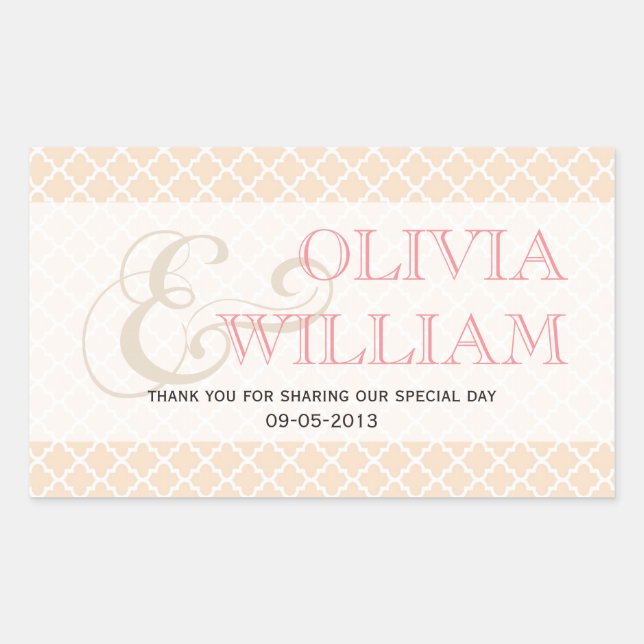 Sticker Rectangulaire Dusty rose carrelage marocain esperie et mariage (Devant)