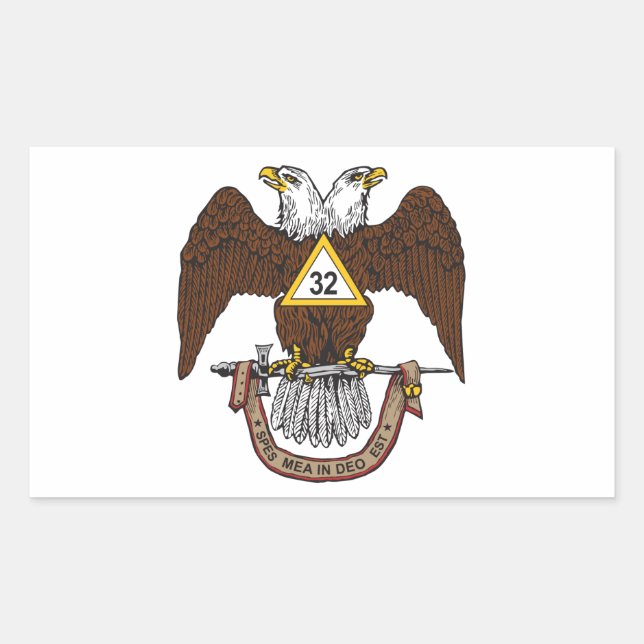 Sticker Rectangulaire Eagle Brown de cerf écossais du 32e degré (Devant)