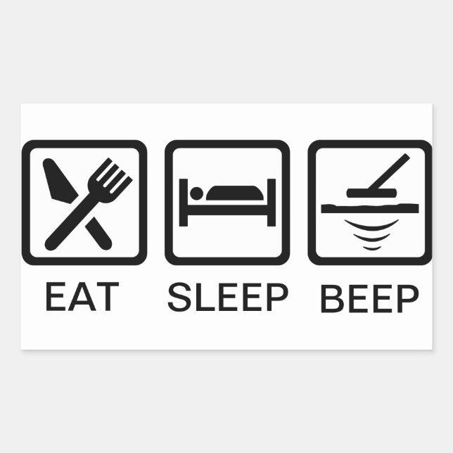 Sticker Rectangulaire EAT-SLEEP-BEEP métal détectant l'étiquette (Devant)