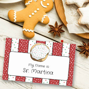 Sticker Rectangulaire Échange de biscuits italiens mignons, rouge et bla