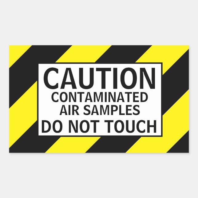 STICKER RECTANGULAIRE ÉCHANTILLONNAGE D'AIR CONTAMINÉ DE LA CAUTION (Devant)