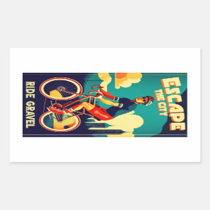 Sticker Rectangulaire Échapper À La City Ride Gravel Vélo