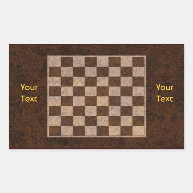 Sticker Rectangulaire Échecs, Checkers, Dessins et objets Nom de la Comm (Devant)