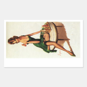 Sticker Rectangulaire Échecs Girl Pin Up