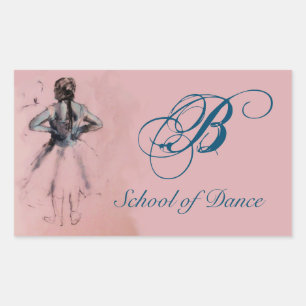 STICKER RECTANGULAIRE ÉCOLE DE DANSE / BALLERINA BALLET DANSER MONOGRAM