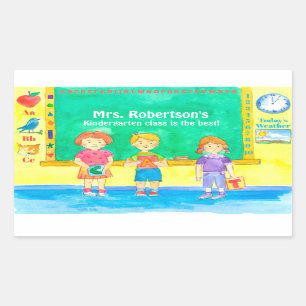 Sticker Rectangulaire École maternelle Classe Étudiants Nom personnalisé