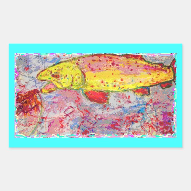 Sticker Rectangulaire écran de truite arc-en-ciel (Devant)