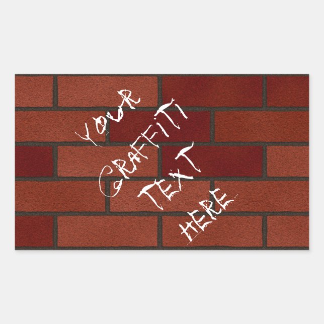 Sticker Rectangulaire Écrits sur le mur en brique (Devant)