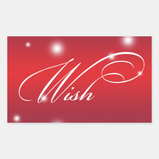 Sticker Rectangulaire Écriture en ruban WISH neige brillant rouge grand