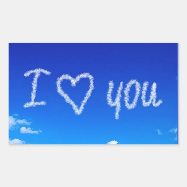 Sticker Rectangulaire écriture "Je t'aime" dans le ciel (Devant)