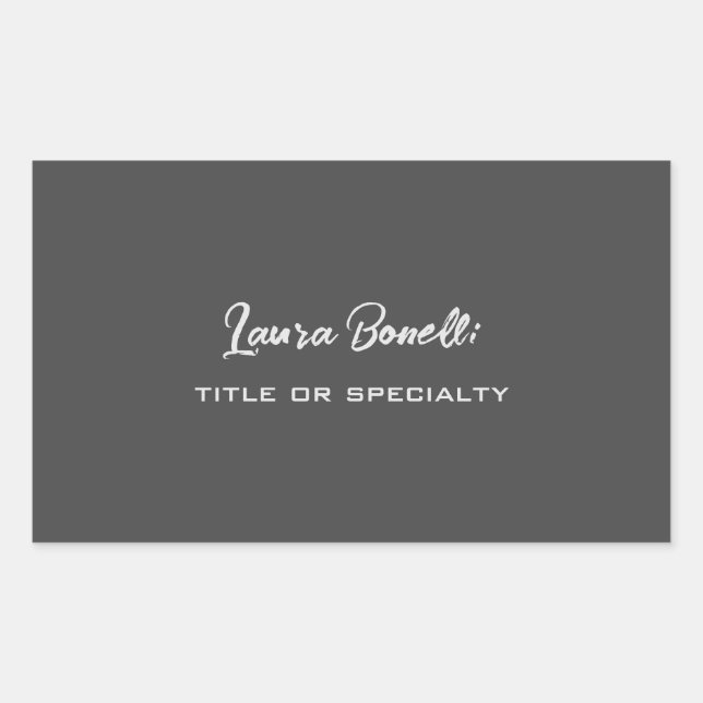Sticker Rectangulaire Écriture minimaliste Professionnelle Moderne Gris  (Devant)