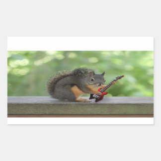 Sticker Rectangulaire Écureuil Jouant de la guitare électrique