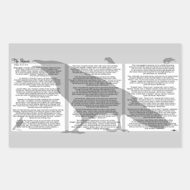 Sticker Rectangulaire Edgar Allan Poe Le Corbeau (Devant)