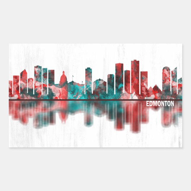 Sticker Rectangulaire Edmonton Canada Skyline (Devant)