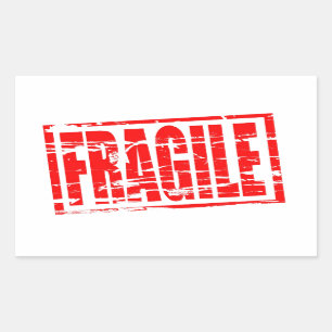 Sticker Rectangulaire Effet de tampon en caoutchouc rouge fragile