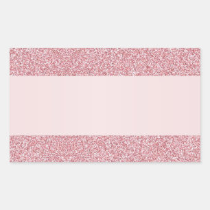 Sticker Rectangulaire Effet Paillettes Or Rose Ajoutez Votre Texte Vide