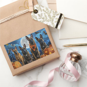 Sticker Rectangulaire Éffrayant belge de Malinoi Halloween