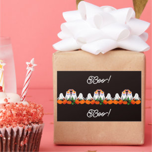 Sticker Rectangulaire Éffrayant Funky Ghost Boo Halloween Citrouille Pat