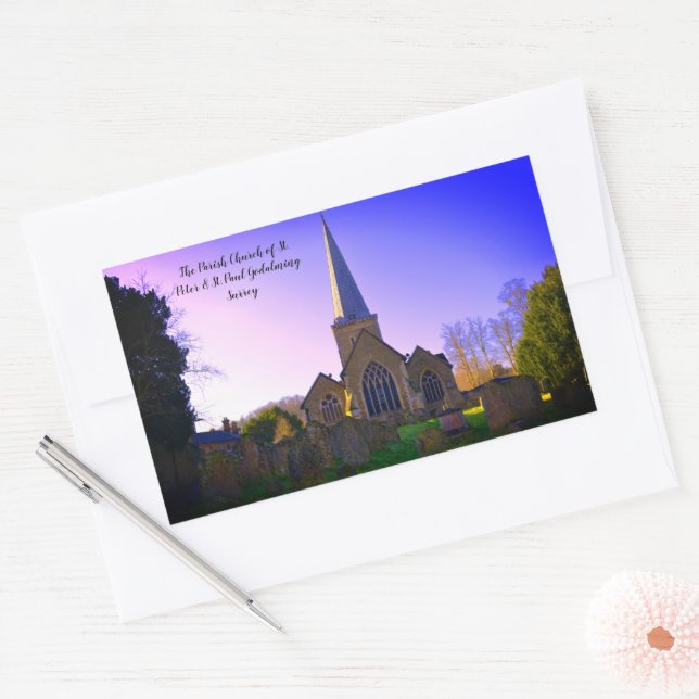 Sticker Rectangulaire Église De Godalming D'Angleterre Le Matin (Enveloppe)