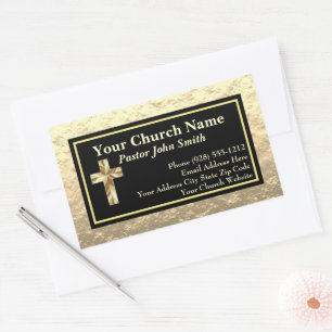 Sticker Rectangulaire Eglise Pastor Or Et Black Business