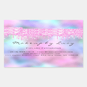 Sticker Rectangulaire Égouttements de rose de salon de maquilleur