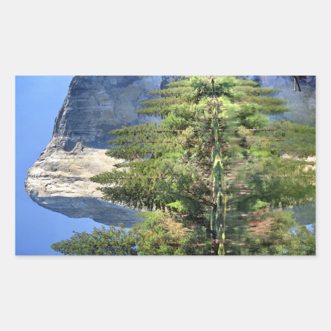 Sticker Rectangulaire El capitan au-dessus de la rivière Merced - vallée (Devant)