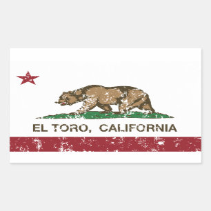 Sticker Rectangulaire EL Toro de drapeau de République de la Californie