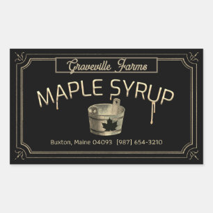 Sticker Rectangulaire Elaborer Bordure Vintage Seau d'érable Noir