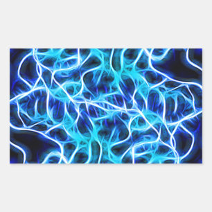 Sticker Rectangulaire Electrique Neon Aqua Bleu Turquoise Lightning