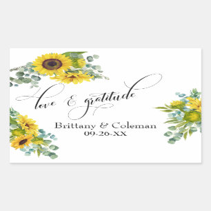 Sticker Rectangulaire Elégant amour et Gratitude tournesol Eucalyptus