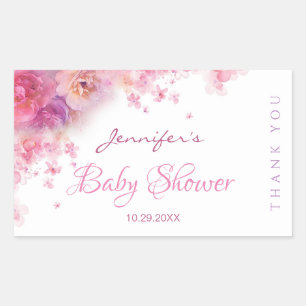 Sticker Rectangulaire Elégant Baby shower manuscrit Script aquarelle