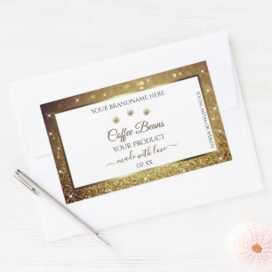 Sticker Rectangulaire Elégant Black Gold Parties scintillant produit Éti