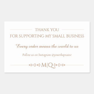 Sticker Rectangulaire Elegant Brown & White Business Label – Custom Text