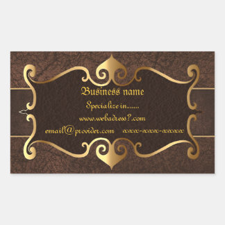 Sticker Rectangulaire Elégant brun avec cadre doré pour les entreprises
