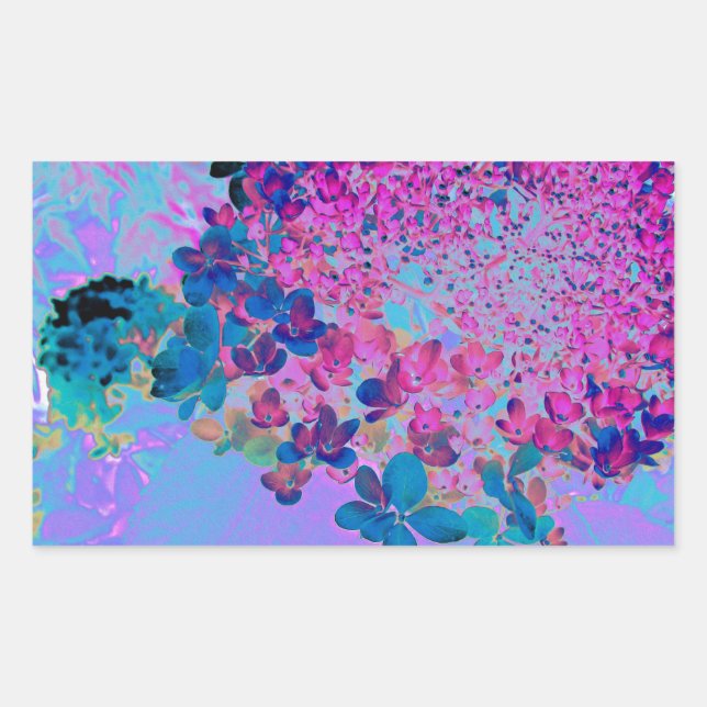 Sticker Rectangulaire Elegant Dark Blue and Magenta Limelight Hydrangea (Devant)