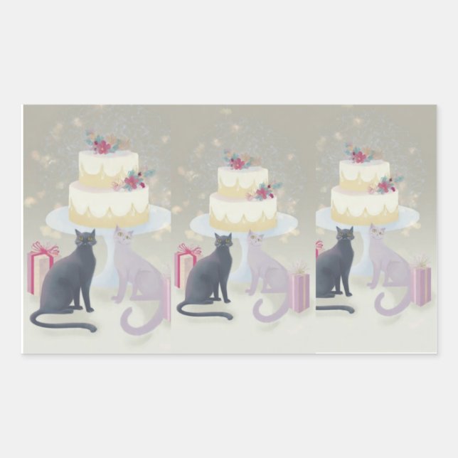 Sticker Rectangulaire Elegant Festive Feline Celebration (Devant)