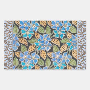 Sticker Rectangulaire Élégant Fleur Bleu Périwinkle Floral Classic