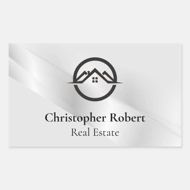 Sticker Rectangulaire Élégant immobilier en argent (Devant)