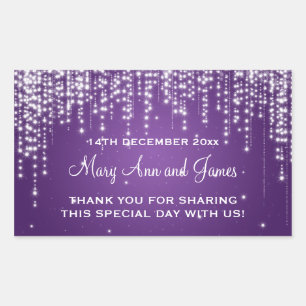 Sticker Rectangulaire Elégant Mariage Favor Tag Nuit Éblouissant Violet