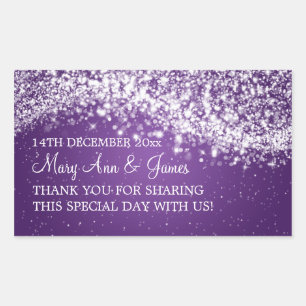 Sticker Rectangulaire Elégant Mariage Favor Tag Sparkling Vague Violet