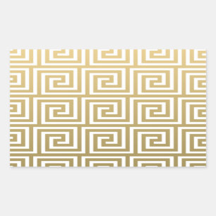 Sticker Rectangulaire Élégant Motif Gold et White