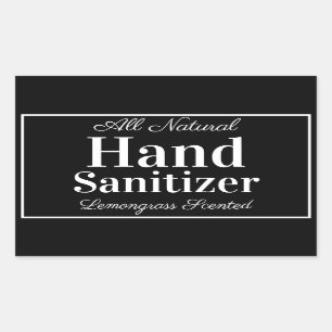 Sticker Rectangulaire Elégant noir personnalisé Sanitizer à la main fait