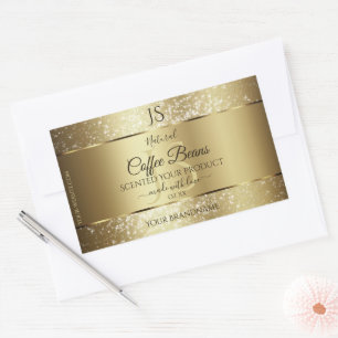 Sticker Rectangulaire Élégant or Parties scintillant douce Monogramme Ét