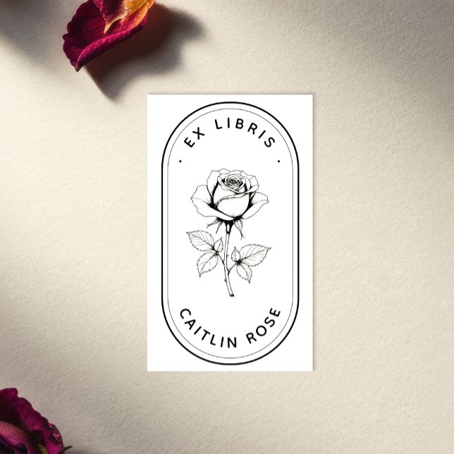 Sticker Rectangulaire Elegant Rose Ex Libris Bookplate Labels - Custom (Créateur téléchargé)
