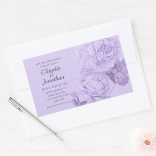 Sticker Rectangulaire Elégant rustique bleu rose floral mariage