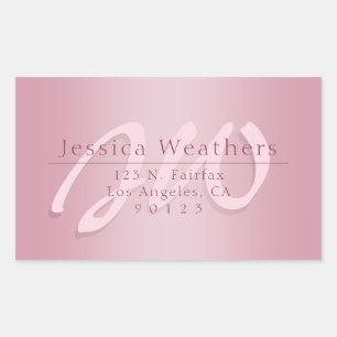 Sticker Rectangulaire Élégant Script Monogram Mauve Ombre Adresse de ret