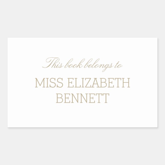 Sticker Rectangulaire Elegant Simple Gold Name Plaque (Devant)